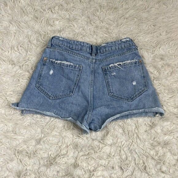 River Island Womens Raw Hem Distressed Denim Short Shorts Light Blue Size US 8 - Picture 2 of 9
